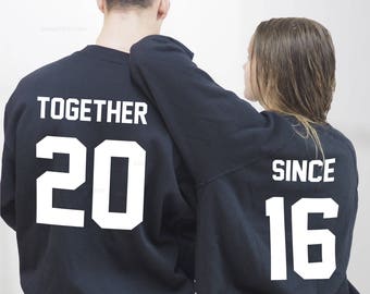 Together Since Sudaderas personalizadas para parejas, San Valentín, sudaderas personalizables, Together since, Sudadera a juego para parejas