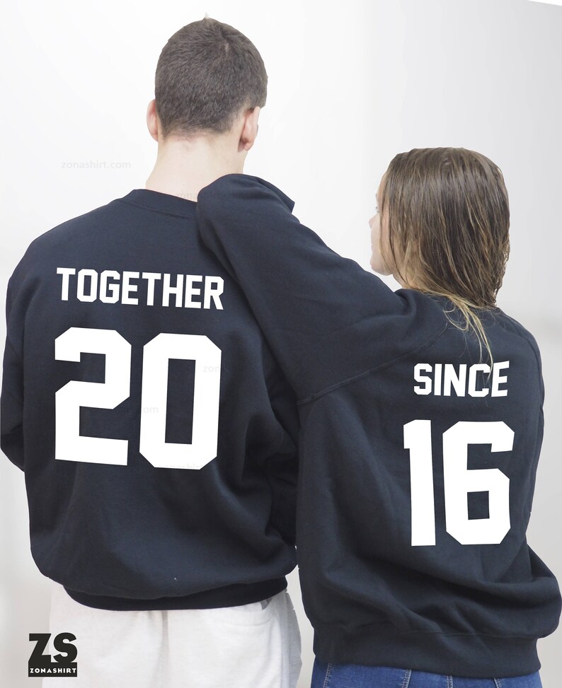 Together Since Custom sweatshirts for couples, Valentine's Day, personalizable sweatshirts, together since, Matching sweatshirt for couples image 1