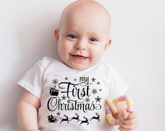 My First Christmas baby, custom Baby Top, Family Baby Bodysuit, Christmas baby bodysuit, new baby grow, baby first Xmas gift