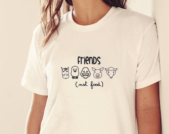 Friends Not Food T-shirt: Vegan design with Organic Cotton
