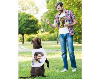 Owner and dog matching shirt,  the dog's face at a shirt, owner's photo on dog's t-shirt, pet photo on t-shirt, dog matching shirts
