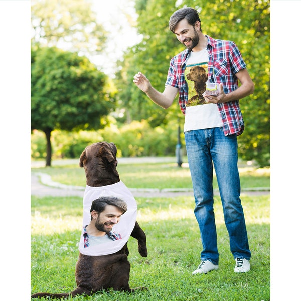 Dog and Owner Matching T-shirts, Christmas gift, your dog's face at a shirt, owner's photo on dog's t-shirt, pet photo