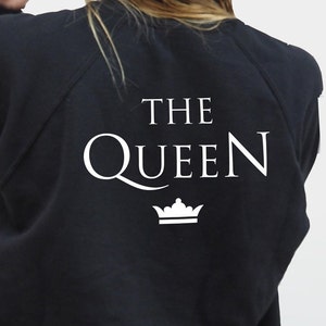 King Queen sweatshirts for couples, dress up to match your partner, king queen clothes image 9