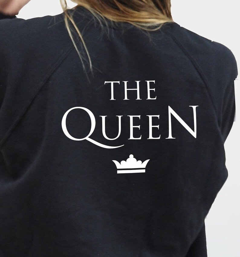 King Queen sweatshirts for couples, dress up to match your partner, king queen clothes image 9