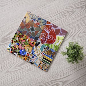 Tiles ceramic with Barcelona designs, coasters ceramic, Catalonia gift, Gaudí trencadis modernism, architecture Barcelona, Christmas gift
