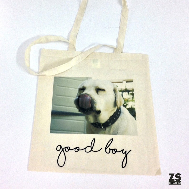 Pet photo tote bag, Custom pet portrait, xmas gift, pet lover gift, pet memorial, dog photo bag, cat photo bag, custom dog portrait image 4