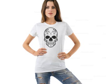 Skull tee, funny skull halloween, girlfriend gift halloween, funny tshirts, halloween shirt, halloween costume