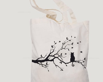 Sac fourre-tout en lin Chats fous-fous - MODE - BIJOUX - SACS/Sacs & bagages - Les 3 chats