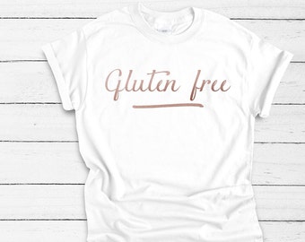 Camisa sin gluten, camiseta sin gluten oro rosa, camiseta sin gluten, regalo para ella, regalo para él, regalo para mamá, camisa celíaca, regalo para celíacos