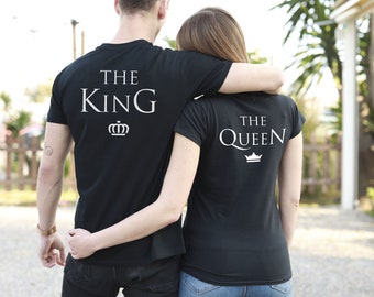 Las camisas King the Queen para parejas, regalo para parejas, corona de camisas king queen, camisas de pareja, King Queen, regalo San Valentín