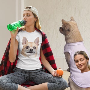 Matching Photo Dog and Owner Set, Matching Face Dog Accessories, Dog and Owner Clothes, Dog Shirt Set, Christmas gift