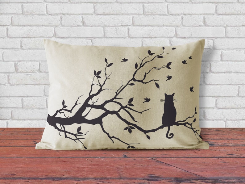 Decorative cushion of cat, pillow gift ideas with cat design, pillow cover, sham home decor, pillow boho, decorative pillow image 2