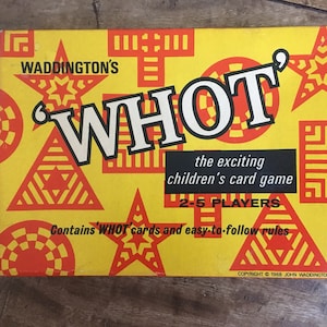 Whot,Waddington's games,vintage card game,60s card game,children's game,vintage toy,board games,parlour games,family games,Uno,retro game