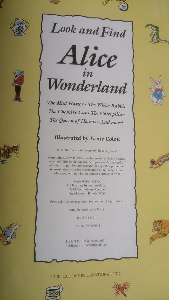 Vintage 90s Alice in Wonderland Puzzle Book: Look and Find - Etsy