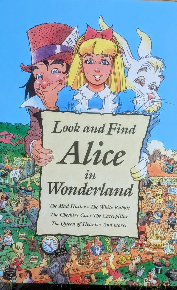 Vintage 90s Alice in Wonderland Puzzle Book: Look and Find - Etsy