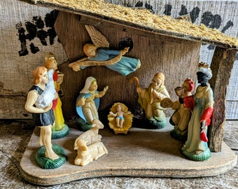 vintage Nativity, nativity scene, 70s Christmas, religious decor, kitsch religious , kitsch Christmas, baby Jesus, 70s religious