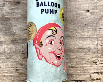 Puck balloon pump, vintage balloon pump, vintage party products, vintage birthday party, retro balloon pump, 1950s party