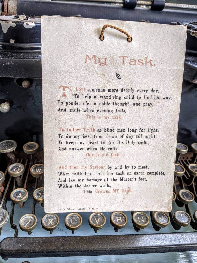 Image of 1920S Card, Motto Antique Greetings Prayer Religious My Task, Inspirational Card