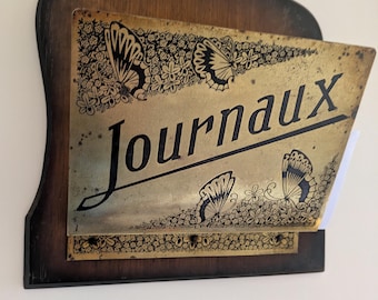 Rare french newspaper holder, nouveau decor, nouveau wall rack, vintage letter holder, french wall rack , circa 1930 butterfly rack
