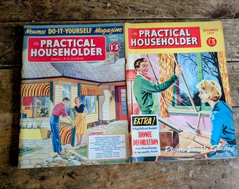 Praktische Zeitschriften für Haushalte, 2 Vintage DIY Zeitschriften, 1950er Jahre Zeitschriften, Retro Werbung, nostalgische Werbung, Sammler Zeitschriften