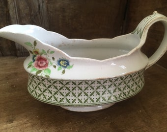 corona ware, chantilly pattern, 50s gravy boat, mid century gravy, sauce boat, green sauce boat, retro table ware, 50s table ware