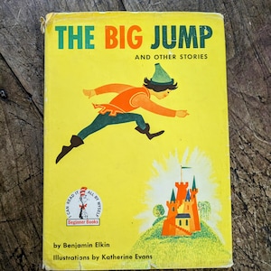 der große Sprung, Anfängerbücher, Benjamin Elkin, 60er Jahre Kinderbuch, Dr. Seuss, Katherine Evans, Retro Kinderbuch, Frühlerner, 1e Edition