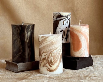 Metallic Marble Pillar Candle