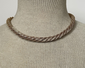 Vintage Gold Tone Twisted Rope Necklace/Collar