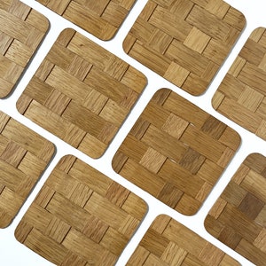 Rare Vintage MidCentury Spana Woven Teak Wood Coasters. Set of 11. Made in Sweden. Housewarming Gift/Barware/Home Décor.