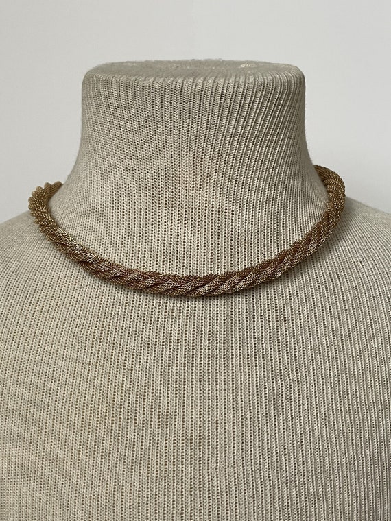 Vintage Gold Tone Twisted Rope Necklace/Collar