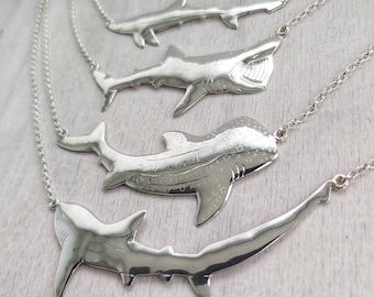 Shark Tales, shark tails, shark necklace, Thresher Shark, Blue Shark, Basking Shark, Whale Shark, tiger shark, handmade, silver, sea, ocean