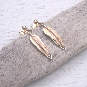 9ct Gold Sea Feather Collection, feather ring, bracelet, earrings, handmade, 9ct yellow gold, feathers, feather jewelry, jewellery set image 3