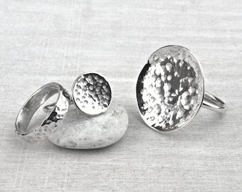 Moon Rings, statement ring, textured band, stacking ring, hammered, craters, circles, dimples, texture, natural, astronomical, space, moon