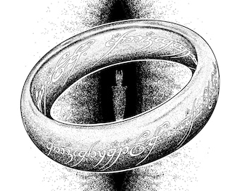 The One Ring A4 Dotwork Print - Lord of the Rings Art