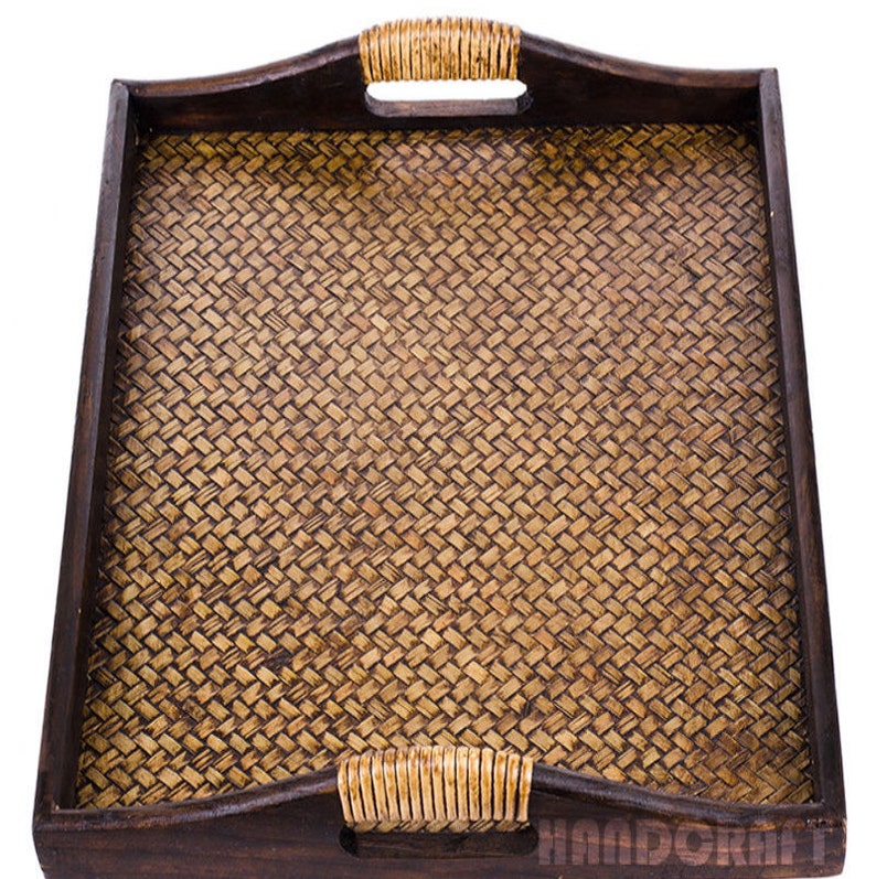 11x14 Food Serving Tray Large Square Wooden Bamboo Breakfast Etsy