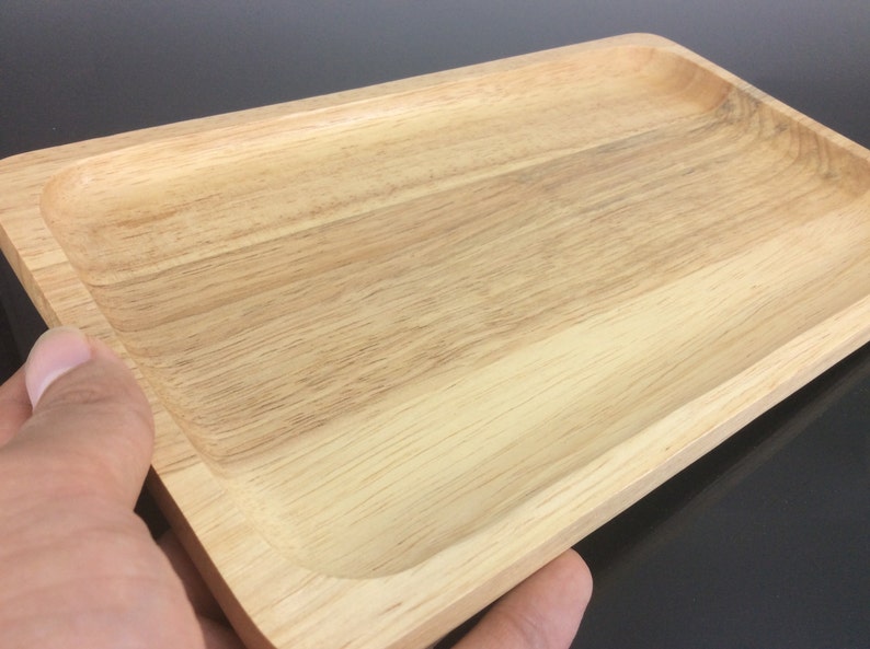 6 X 10 Inch Food Tray Wooden Utensil Natural Rubber Wood Etsy