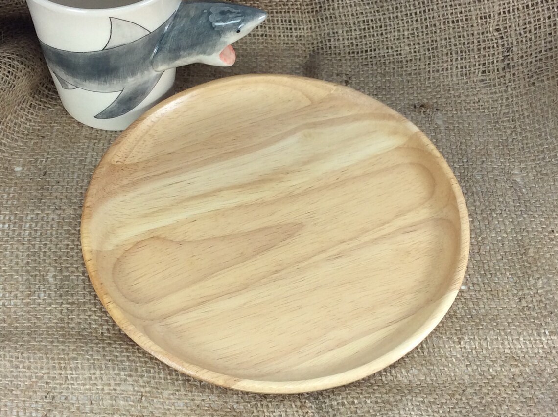 8 Inch Food Wood Tray Wooden Utensil Round Circle Natural Etsy