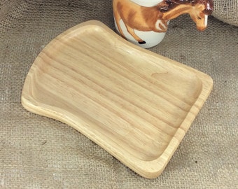 Bread Loaf Shape Tray Food Tray Kids Kid Wooden Utensil Natural Rubber Wood Serving Tray Serving Bowl Restaurant Handcraft