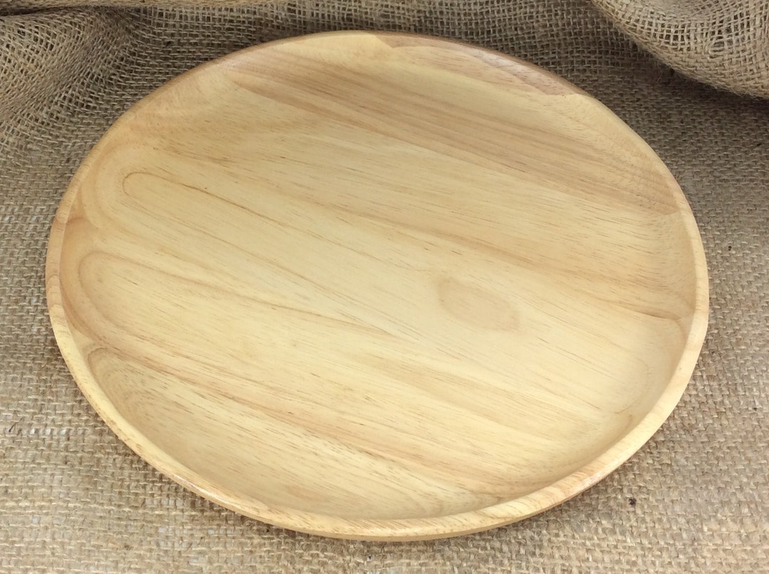 10 Inch Food Tray Wooden Utensil Round Circle Natural Rubber Etsy