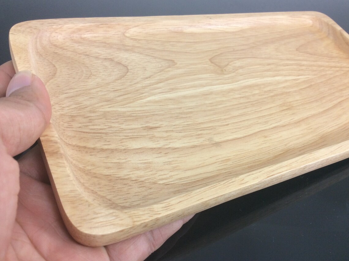 5 X 10 Inch Food Tray Wooden Utensil Natural Rubber Wood Etsy