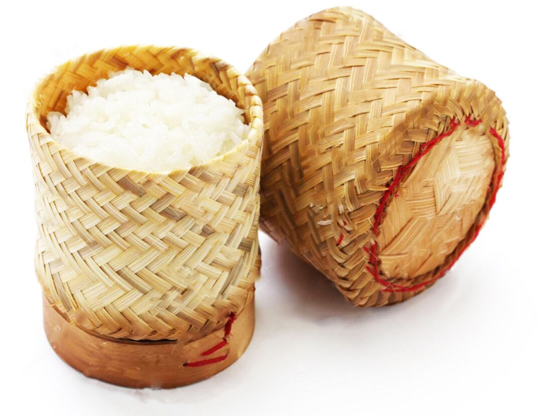 3.5 Inch Sticky Rice Serving Bamboo Handwoven Basket Kratib Etsy
