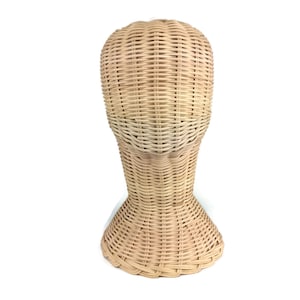 Mannequin Head Short Wicker Rattan Head Wig Stand Handcraft Antique Display Handmade