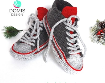 Personalized Handmade Men's Slippers, Sneakers with Knitted Slippers, Gift Idea