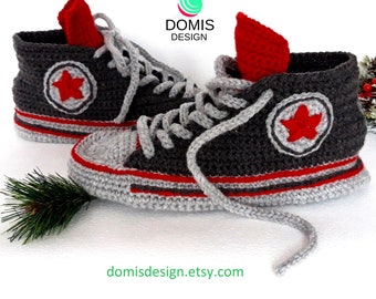 Crocheted Slippers Sneakers, Gift idea, Sneakers slippers, slippers in the style of sneakers for men