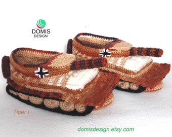 Tank slippers camouflage/ German tiger / Funny gift for men/ Original tank slippers