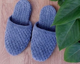 Slippers for men, crocheted slippers, men's slippers in grey, wool slippers, grey shoes, men's gift