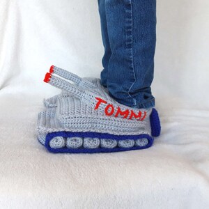 Pantofole Panzer per bambini/ pantofole in grigio blu/ regalo per bambini/ fatte a mano