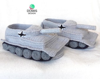 Panzer Hausschuhe / Pantoffeln Tiger 1 in hellgrauer Farbe  / Geschenk für Männer/  Handarbeit