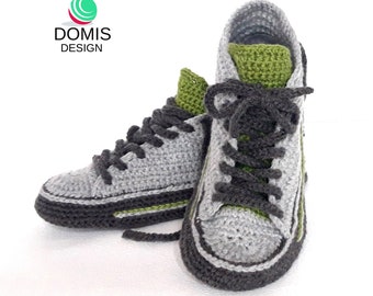 Crocheted Slippers Sneakers, Handmade Men's Slippers, Knit House Shoes