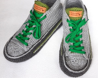 Handmade Men's Slippers, Crocheted Slippers Sneakers, Gift idea
